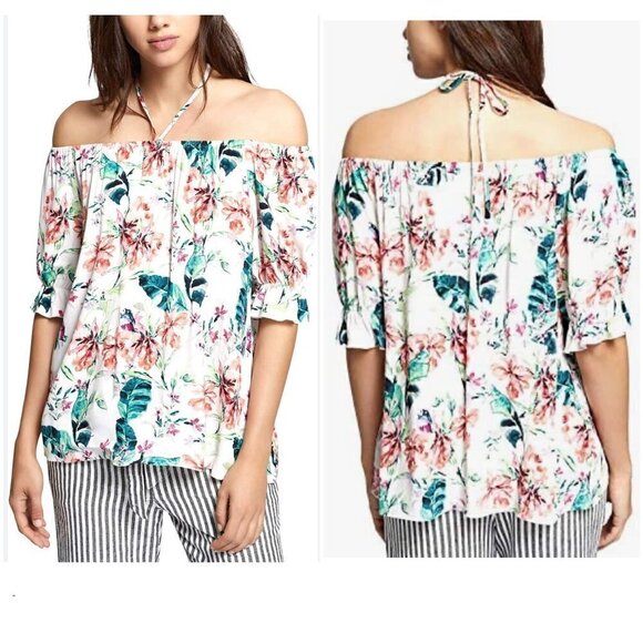 Nwt ANTHRO SANCTUARY Paradise Short Sleeve Off the Shoulder Blouse Top Sz L - Picture 1 of 8